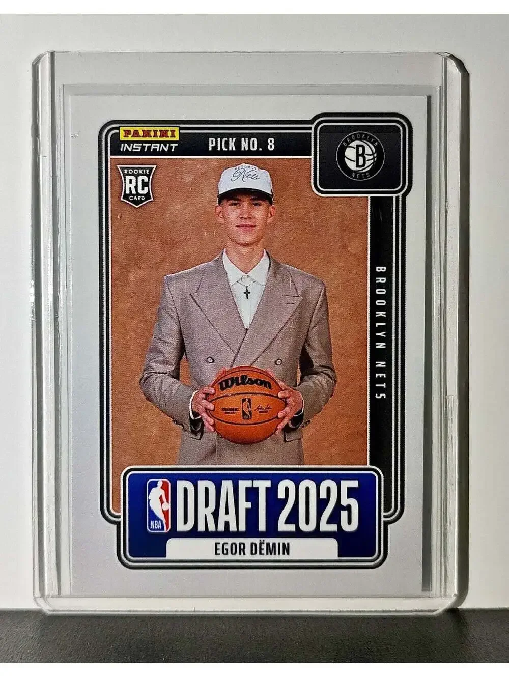 Egor Demin Rookie 2025-26 Panini NBA #8 Draft Night Card Brooklyn Nets